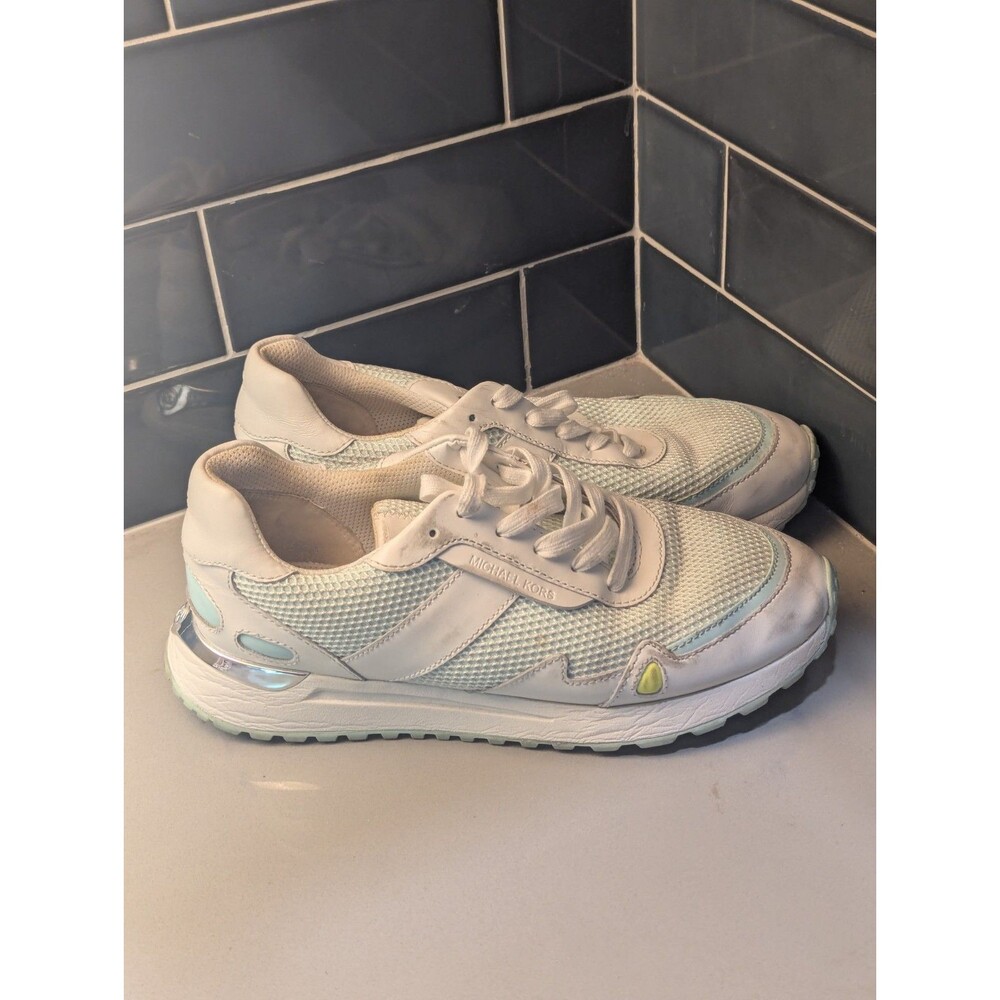 MICHAEL KORS MONROE TRAINER Womens CHAIN MESH SNEAKER Fair Aqua‎ Shoes Size 8.5